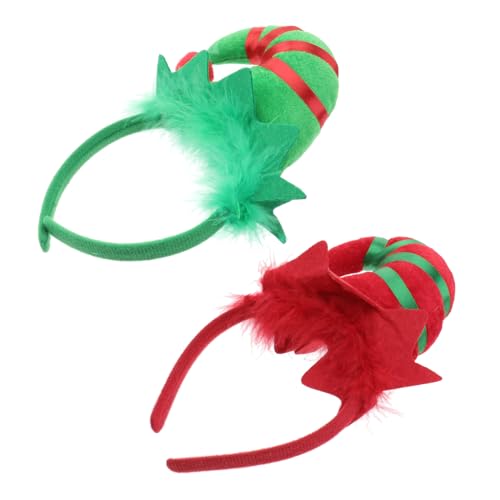 LIFKOME 2 Weihnachtlicher Haarreif mit Rotem und Grünem Geweih Leichtes Party Haarband für Mädchen und Damen Festlicher Kopfschmuck für Weihnachten und Kostümpartys von LIFKOME