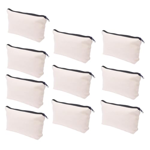 LIFKOME 20 Stück Leinwand Federmäppchen mit Reißverschluss Große Kapazität Leichtes Tragbares Stoffmäppchen für Stifte Kosmetik und Kleinteile Individuell Bemalbar für Zufällige Farbe von LIFKOME
