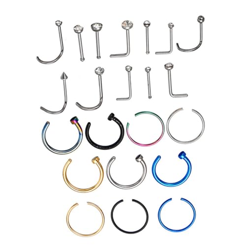 LIFKOME 22 Stück Teiliges Nasenring und Lippenpiercing aus Edelstahl Glatte Oberfläche Hautfreundlich Langlebig Geeignet für Damen und Herren Modischer Körperschmuck für Alltag und von LIFKOME