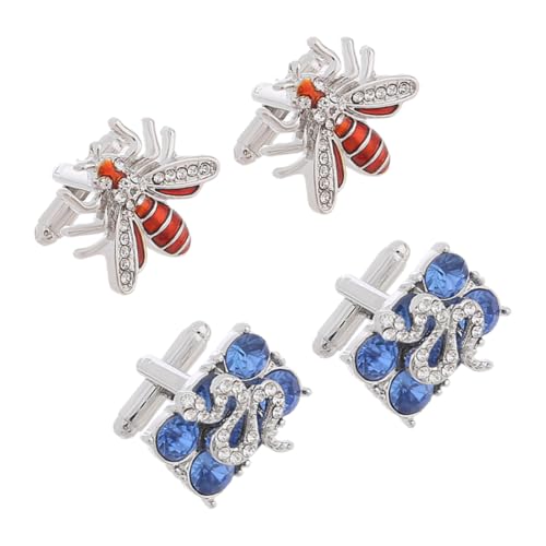 LIFKOME 2Paare Herren Manschettenknöpfe Metall Bienen Schlangen Design Dekorative Hemdknöpfe für Business Festtagskleidung Stilvolle Accessoires für Männer von LIFKOME