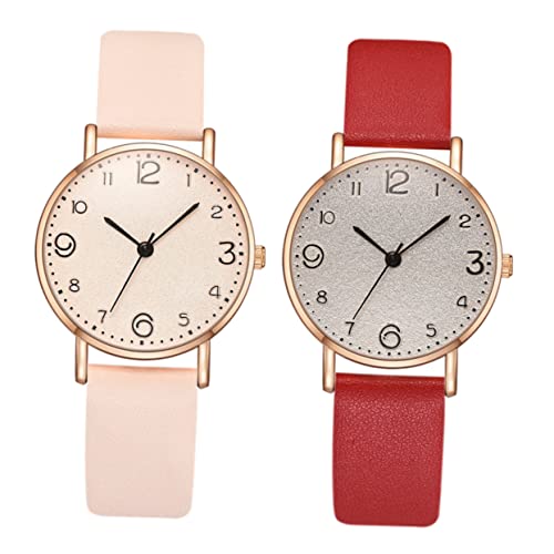 LIFKOME 2stücke Pu Armbanduhr Für Damen Quarzuhr Studentenuhr Für Schule Partys Und Alltag von LIFKOME