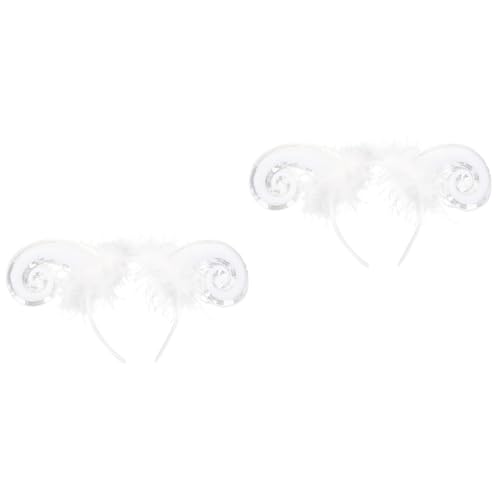 LIFKOME 2St Croissant-Stirnband Pailletten-Stirnband Haarschmuck für Frauen glitzernde Haaraccessoires Schaf-Cosplay-Zubehör Kopfschmuck für Frauen Haarbänder für Frauen Teufelshörner Weiß von LIFKOME