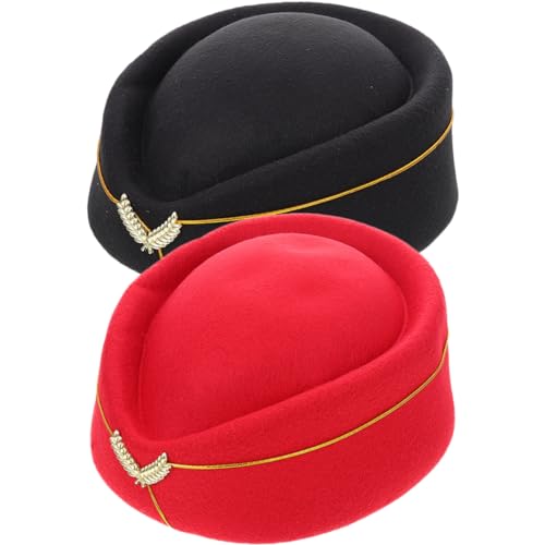 LIFKOME 2 Stücke Airline Stewardess Hut Prop Aktive Kappe Elegante Kostüm Cosplay Hut Für Frauen von LIFKOME
