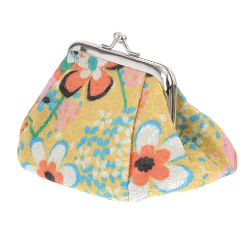 LIFKOME 2stücke Embroidered Purse Für Damen Vintage Geldbeutel Mit Blumenmuster Für Schule Shopping Und Alltag Kleiner Handtaschen Organizer Gelb von LIFKOME