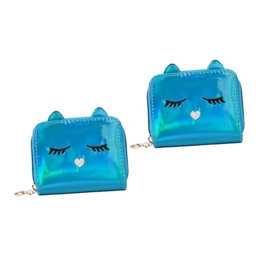 LIFKOME 2stücke Damen Münzbörse Katzenmotiv Geldbörse Mit Reißverschluss Für Karten Und Kleingeld Stilvoller Und Langlebiger Begleiter Blau Für Oder Unterwegs von LIFKOME