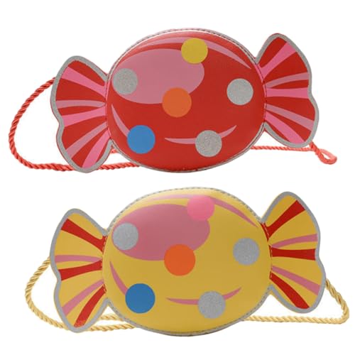 LIFKOME 2stücke Pu Leder Geldbörsen Im Süßen Bonbon-Design Praktische Umhängetaschen Für Münzen Rot Gelb Leicht Für Kleine Geldgeschenke von LIFKOME