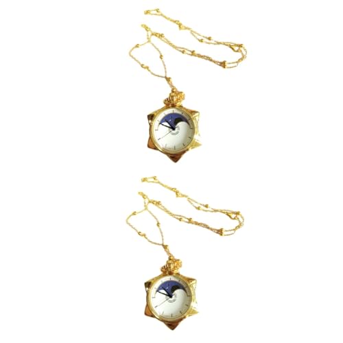 LIFKOME 2stücke Stylische Goldene Pentacle Mond Taschenuhr Dekorative Uhr Mit Klassischem Design Tragbar Für Alltag Und Outdoor-aktivitäten Geschenkidee Für Besondere Anlässe von LIFKOME