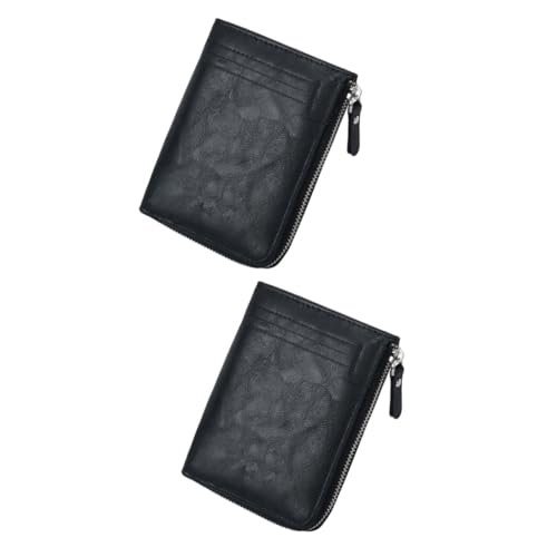 LIFKOME 2 Stücke Herrenmode Brieftasche Reißverschluss Geldbörse Männer Kurze Geldbörse Multi-kartenhalter Schwarz von LIFKOME