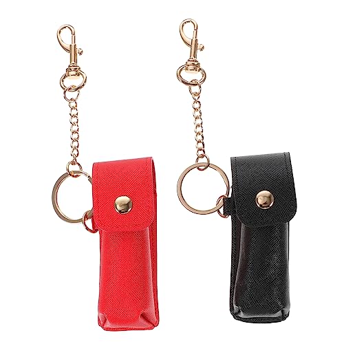 LIFKOME 2stücke Schlüsselanhänger Für Lippenstift Und Lippenbalsam Tragbare Lip Pouch Für Frauen Und Mädchen Rot Schwarz Zur Aufbewahrung Von Kosmetik von LIFKOME