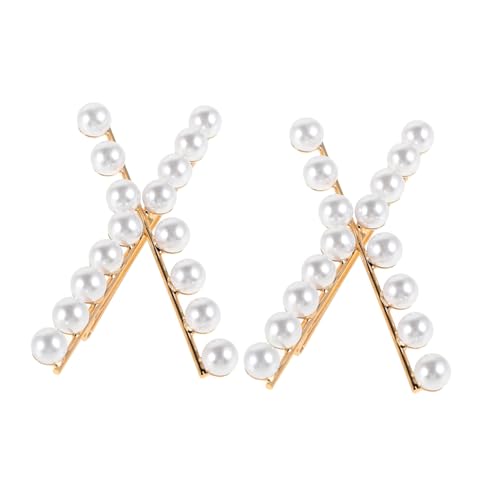 LIFKOME 2St Perlenclip Haarstyling-Stifte Perlenhaarnadeln Perlenhaarnadelclips Frauen Dame Haarschmuck Damen Haarnadeln Kreuzende Haarklammer Perlenhaarspange Perlenspangen Kupfer von LIFKOME