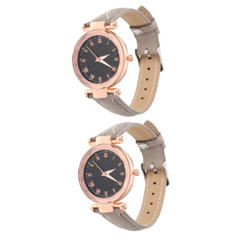 LIFKOME 2stücke Damen Armbanduhr Mit Römischem Zifferblatt Verstellbares Lederarmband Modische Quarzuhr Für Frauen Stilvolle Freizeit Und Büro-Uhr Mit Mehrseitigem von LIFKOME