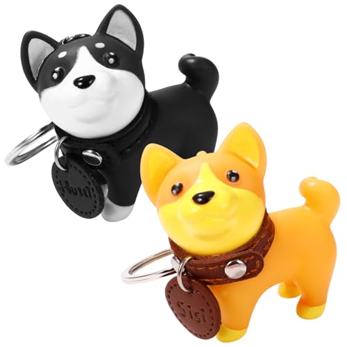 LIFKOME 2stücke Schlüsselanhänger Im Hundedesign Niedliche Cartoon-Hunde Als Anhänger Für Taschen DIY Schlüsselring Und Schlüsselbund Gelb von LIFKOME