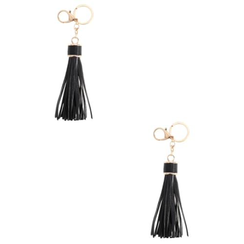 LIFKOME 2stücke Pu Quaste Schlüsselanhänger Für Charmanter Taschenanhänger Für Handtaschen Rucksäcke Und Autoschlüssel Schwarz Perfektes Für von LIFKOME