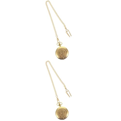 LIFKOME 2stücke Taschenuhr Retro Halskette Mit Gravur Goldfarbene Accessoire Für Männer Und Frauen Vintage Design Mit Langlebiger Kette Wahl Für Sammler Und von LIFKOME