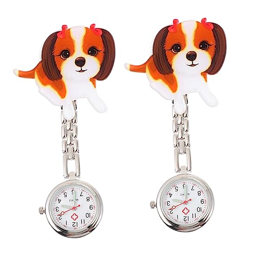 LIFKOME 2stücke Kleine Hund Taschenuhr Cartoon Brustuhr Hängende Uhr Einfache Und Praktische Uhr Für Tägliche Benutzung von LIFKOME