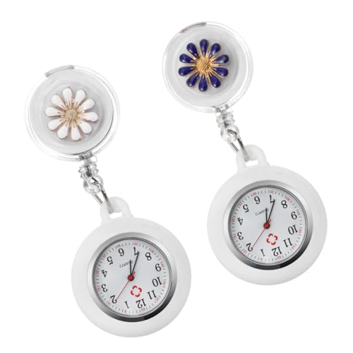 LIFKOME 2stücke Krankenschwestern Taschenuhr Einziehbar Mit Blumenmuster Clip Uhr Für Ärzte Und Krankenschwester Tragbar Uhr Für Medizinisches Personal von LIFKOME