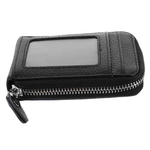 LIFKOME 2stücke Kreditkartenetui Aus Echtem Leder Schwarz Kompakt Und Leicht Für Reisen Mit Reißverschluss Zur Sicheren Aufbewahrung Von Kreditkarten Ausweisen Und Münzen Für Damen von LIFKOME