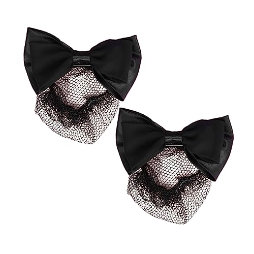 LIFKOME 2stücke Elastische Dutt-schleifen-kopfschmuck Haarnetz Haarspange Netz-clip Accessoires Für Damen Frauen Tanz Büro Schwarz von LIFKOME