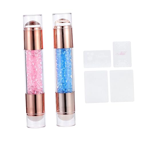 LIFKOME 2Stücke Nagelkunst Stempel Doppelseitige Maniküre Siegel für Salon und Zuhause Transparent mit Funkelndem Design für DIY Nageldesign von LIFKOME