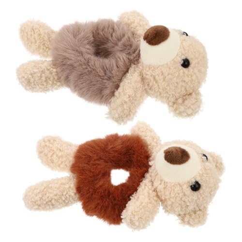 LIFKOME 2 Stück Plüsch Bär Haarbänder Für Mädchen Weiche Haarseile in Beige Und Braun Haarschmuck Für Hochzeiten Geburtstage Und Kostümpartys von LIFKOME