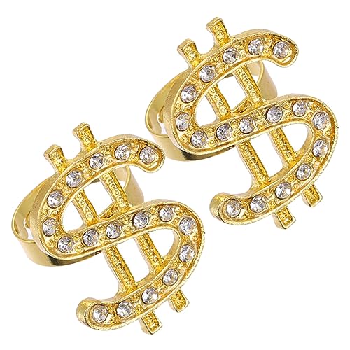 LIFKOME 2stücke Offener Ring Verstellbarer Ring Dollarring Strassring Punkring Schmuck Zubehör Für Damen Herren von LIFKOME