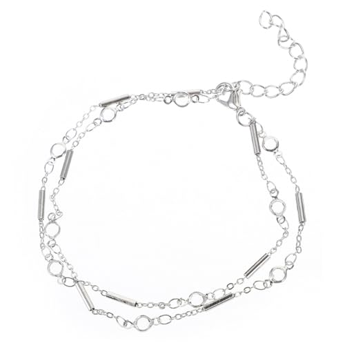 LIFKOME 2 Stück Verstellbare Fußkettchen Aus Metallrohr Für Damen Doppellagiges Fußkettchen in Silber Eleganter Fußschmuck Für Strand Urlaub Und Besondere Anlässe von LIFKOME
