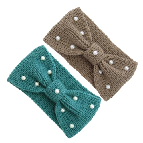 LIFKOME 2stücke Perlen Stirnbänder Für Damen Schal-stirnbänder Elastische Turban-kopfwickel Ohrenwärmer Outdoor-ohrenschützer Gestrickt Atmungsaktiv Leicht Wärmeisolierend von LIFKOME
