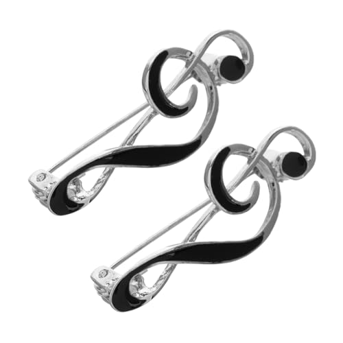 LIFKOME 2pcs Musiknotenbrosche Musiknoten-emaille-pin Musikstifte Pullover-brosche Schal Reversnadel Kleidungsbrosche Musikalische Brosche Musik Reversnadel Chornadel Silver Zinklegierung von LIFKOME