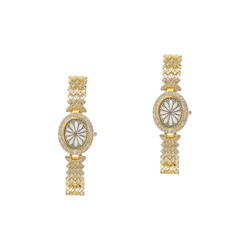 LIFKOME 2st Damenuhr Modische Armbänder Für Frauen Damenmodeuhr Dekoration Ansehen Armbanduhr Diamantuhr Armbanduhr Für Damen Modeuhren Für Damen Uhrenornament Weiblich Golden Metall von LIFKOME