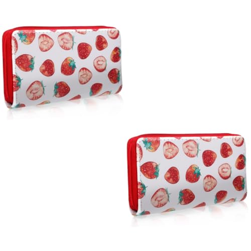 LIFKOME 2stücke Erdbeer Geldbörse Für Damen Und Mädchen Langer Pu Clutch Organizer Mit Reißverschluss Für Zu Geburtstagen Valentinstag Und von LIFKOME