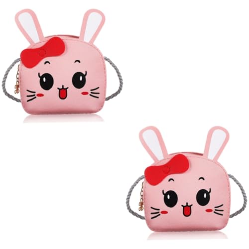 LIFKOME 2stücke Kawaii Bunny Umhängetasche Für Mädchen Cartoon Schultertasche Mit Ohren Als Geldbörse Oder Crossbody Bag Für Mädchen Rosa Pu Für Kleine Accessoires von LIFKOME