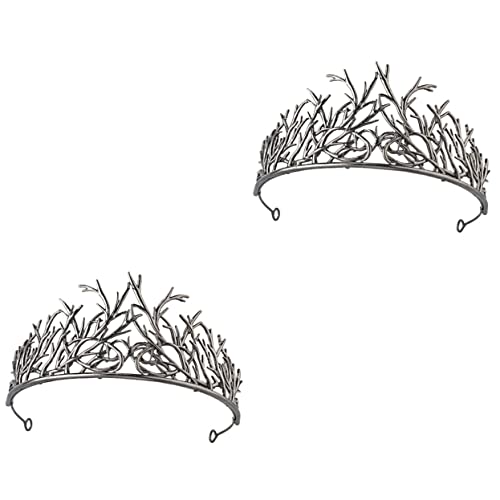 LIFKOME 2st Krone Aus Blättern Hochzeitskronen Aus Strass Ast Krone Gothic-krone Meerjungfrauenkrone Für Frauen Vintage Barocke Prinzessinnenkrone Strass-kopfschmuck Brautkleid Legierung von LIFKOME