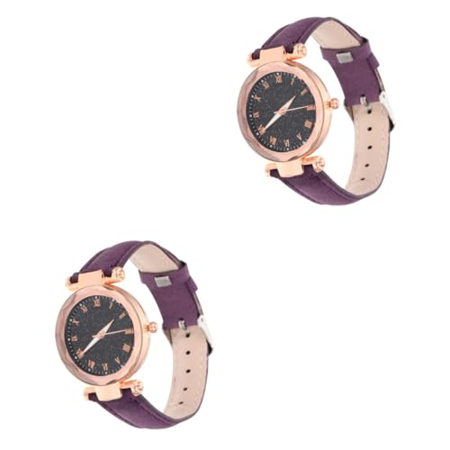 LIFKOME 2stücke Damen Analog Armbanduhr Mit Verstellbarem Lederarmband Elegantes Design Für Frauen Quarzuhr Im Vintage-Stil Für Alltag Und Besondere Anlässe von LIFKOME