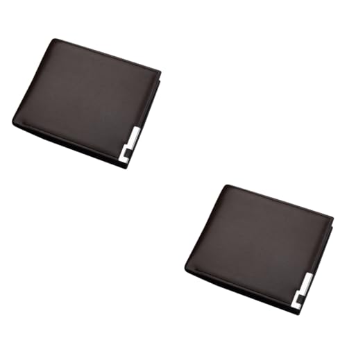 LIFKOME 2stücke Herren Geldbörse Aus Pu-Leder Modische Kurze Brieftasche Mit RFID-Schutz Eleganter Kartenhalter Und Großer Kapazität Für Geldscheine Und Ausweise Kaffee von LIFKOME