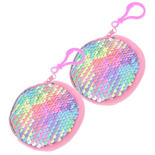 LIFKOME 2stücke Runder Glitzer Geldbeutel Für Damen Große Kapazität Clutch Mit Reißverschluss Für Karten Münzen Und Kleingeld Pastellfarben von LIFKOME