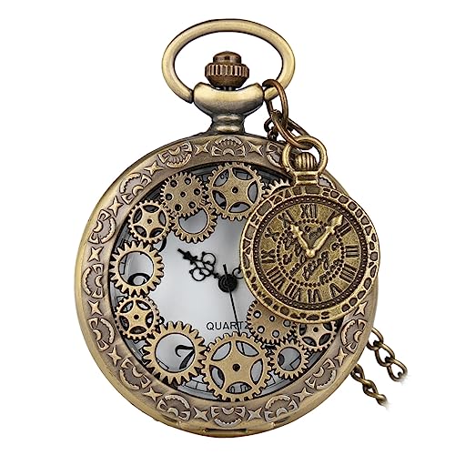 LIFKOME 2stücke Vintage Taschenuhr Mit Römischen Ziffern Klassische Retro-hängenuhr Mechanische Kettenuhr Aus Langlebigem Legierungsmaterial Perfektes Für Männer Und Frauen von LIFKOME