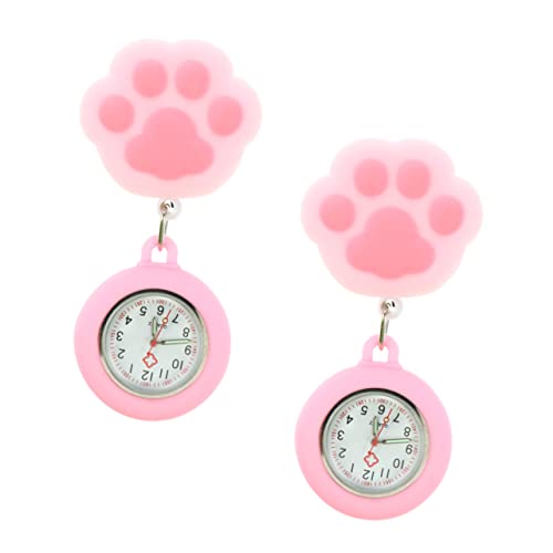 LIFKOME 2st Taschenuhr Krankenschwestern Brosche Deauther-Uhr Karabiner Digitaluhr Pflegeuhren Für Krankenschwestern Uhr Mit Ansteckbrosche Zweite Revers Uhren Süße Uhr Rosa Kieselgel von LIFKOME