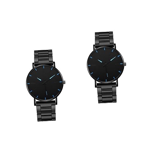 LIFKOME 2stücke Edelstahl Armbanduhr Für Herren Schlichte Ultradünne Quarz-Uhr Freizeit Partys Und Casual-Events Komfortabel Und Präzise von LIFKOME