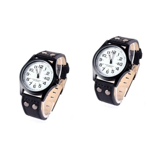 LIFKOME 2stücke Fashion Herren Armbanduhr Aus Kunstleder Mit Quarzwerk Für Freizeit Und Sport Mit Weißem Zifferblatt von LIFKOME