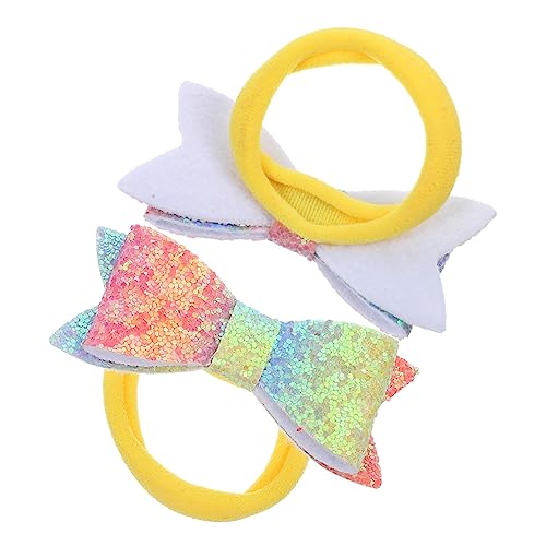 LIFKOME 2stücke Glitzernde Haargummis Mit Schleifen Elastische Ponytail Für Mädchen Farbenfrohe Haaraccessoires Für Partys Geburtstage Und Tägliches Tragen von LIFKOME