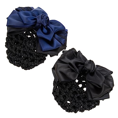 LIFKOME 2stücke Haarknoten-abdeckclip Net Haarnetz Für Frauen Haar Brötchen Abdeckung Mit Schleifen Verzierung Haar Clip Barrettes Haarnadel von LIFKOME