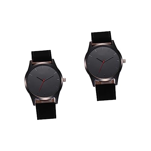LIFKOME 2stücke Herren Armbanduhr Mit Lederarmband Klassisches Analoges Design Präzise Quarzbewegung Für Business Und Freizeit Stilvolle Schwarze Uhr Für Männer von LIFKOME