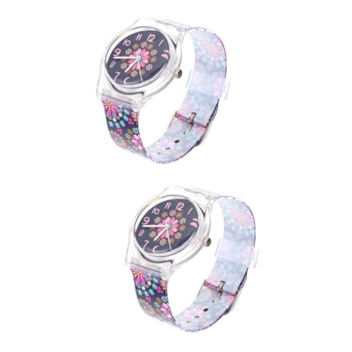 LIFKOME 2stücke Kinderuhr Cartoon Armbanduhr Für Mädchen Quarzwerk Casual Design Geeignet Für Schule Und Freizeit Mit Blumenmuster Klare Ziffern Für Einfaches Ablesen von LIFKOME