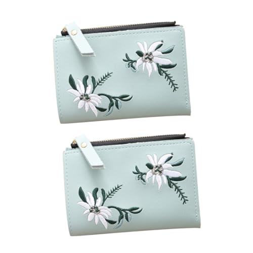LIFKOME 2stücke Kompakte Damen-geldbörse Aus Pu Reißverschluss Minimalistisches Portemonnaie Für Frauen Und Mädchen Elegantes Design Für Karten Und Kleingeld Hellgrün von LIFKOME