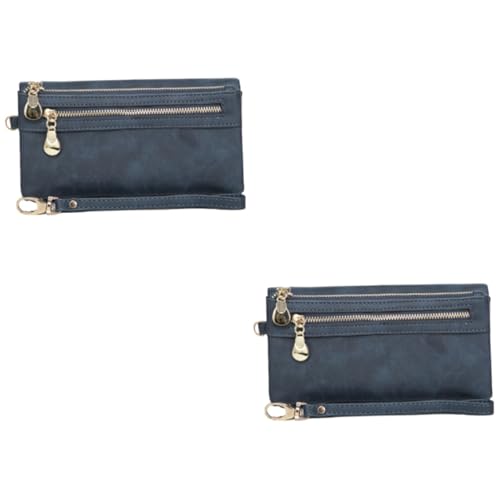 LIFKOME 2stücke Pu-Leder Vintage Handtasche Langer Geldbeutel Multifunktionale Geldbörse Für Damen Und Mädchen Dunkelblau Für Alltag Schule Shopping Und Mehr von LIFKOME
