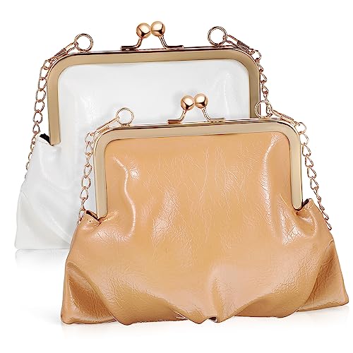 LIFKOME 2stücke Retro Pu Umhängetaschen Mit Kiss Lock-Verschluss Für Damen Vintage Schultertaschen Für Und von LIFKOME