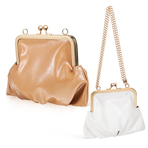 LIFKOME 2stücke Vintage Umhängetaschen Für Damen Retro Pu Leder Handtaschen Mit Kiss Lock Verschluss Und Kettenriemen Für Shopping Partys Und Hochzeiten von LIFKOME