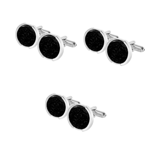 LIFKOME 3 Paare Manschettenknöpfe für Herrenhemden Mode Manschettenknöpfe Hochwertige Manschettenknöpfe Cufflinks für Anzüge einzigartiger Manschettenknopf Hemd für Männer Legierung Black von LIFKOME