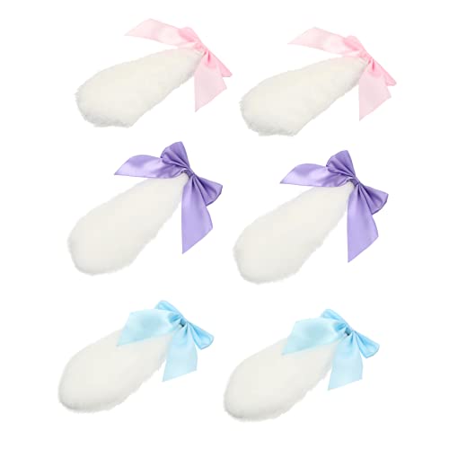 LIFKOME 3paare Lolita-stil Haarspangen Mit Bunny Ears Und Schleife Plüsch-haarschmuck Für Frauen Und Mädchen Für Cosplay Und Alltag Vielseitige Haaraccessoires Pastellfarben von LIFKOME