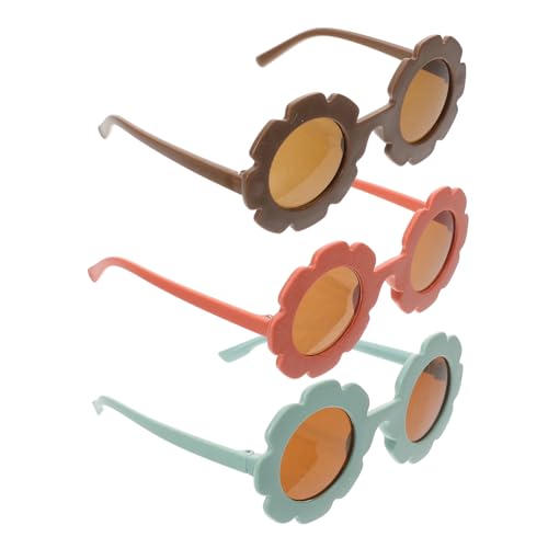 LIFKOME 3 Paare Sonnenbrillen Sonnenblumenform Uv-schutz Pc-material Lustige Partybrille für Mädchen Jungen Modisch und Langlebig von LIFKOME